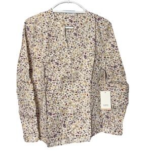 Carve Designs Blouse | Organic Cotton | Floral w/Roll-Up Sleeves | NWT | M